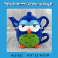 Owl shaped ceramic bowl in blue for wholesale